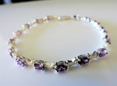 7.2 ct Amethyst Tennis Bracelet in Sterling Silver