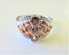 Sterling Silver 1.8 carat Citrine & Topaz Cluster Ring