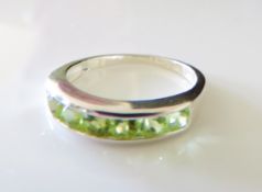 Sterling Silver 7 Stone Peridot Half Eternity Ring
