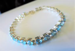 15.68 ct Blue Topaz Tennis Bracelet in Sterling Silver