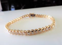 Gold on Sterling Silver 4.84 carat White Topaz Tennis Bracelet