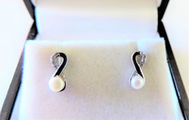 Cultured Pearl & Diamond Earrings