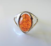 Baltic Amber Ring in Sterling Silver
