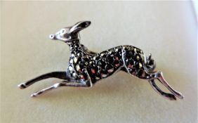 Vintage Sterling Silver Marcasite Bambi Brooch