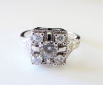 Sterling Silver White Sapphire Ring