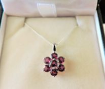 Sterling Silver 1.75 ct Pink Tourmaline Pendant Necklace