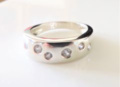 Sterling Silver White Topaz Band Ring