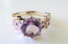 Designer 3.3ct Amethyst Sterling Silver Ring