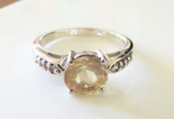 Sterling Silver 1.8 ct Citrine & Topaz Gemstone Ring