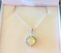 Opal, Peridot & Topaz Pendant Necklace in Sterling Silver