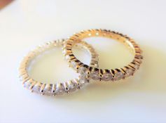 Two Sterling Stackable Topaz Eternity Rings