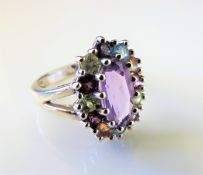 Sterling Silver Amethyst, Topaz, Citrine, Peridot & Tourmaline Ring