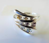 Sterling Silver Citrine, Amethyst & Topaz Ring