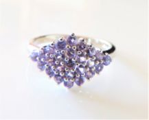 Sterling Silver Tanzanite Cluster Ring