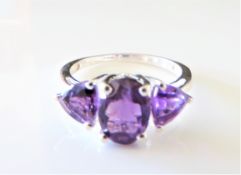 Sterling Silver 2.65 ct Amethyst Gemstone Ring