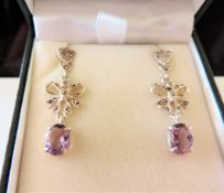 3.5 ct Amethyst & Marcasite Earrings in Sterling Silver