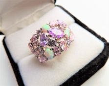 Sterling Silver Multi Gemstone Tutti Frutti Ring