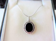 Sterling Silver Black Onyx Pendant Necklace