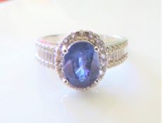 Platinum on Sterling Silver 2.5ct Tanzanite & Topaz Ring