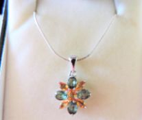 3.65 ct Citrine & Tourmaline Pendant Necklace