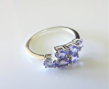 Sterling Silver 6 Stone Tanzanite Ring