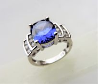 Sterling Silver Tanzanite & Diamonique Dress Ring