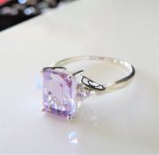 Sterling Silver 2.25ct Amethyst & Diamond Gemstone Ring