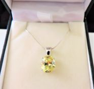 Sterling Silver 4.5 ct Lemon Citrine Pendant Necklace