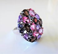 Amethyst, Topaz, Tanzanite & Garnet Gemstone Ring