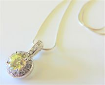 Sterling Silver Lemon Citrine & Diamonique Pendant Necklace