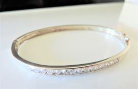 Sterling Silver CZ Channel Set Bangle