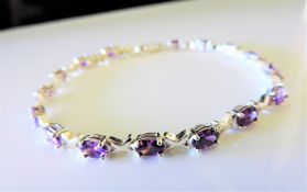Sterling Silver 7.2 carat Amethyst Tennis Bracelet