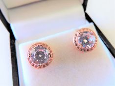 Rose Gold Silver 2.5 ct Diamonique Earrings