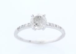18k White Gold Stone Set Shoulders Diamond Ring 1.05 Carats