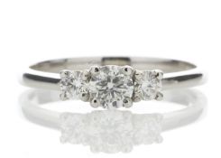 Platinum Three Stone Claw Set Diamond Ring 0.51 Carats