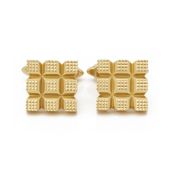 Kutchinsky 18k Yellow Gold Vintage Square Grooved Cufflinks