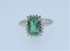 GIA Certified, 2.54-carat Natural Colombia Emerald and Diamonds 18k White Gold Ring.