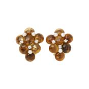 Unbranded 18ct Yellow Gold Citrine and Diamond Earrings
