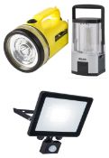 (R5H) Contents Of Shelf. Approx. 12 Items. To Inc Arlec White Pointer Torches. Rechargeable LED Bulb