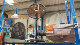 (R5G) 3 Items. 1x Arlec 20” High Velocity Floor Fan. 1x Arlec Tall Floor Fan. 1X La Hacienda Oswald
