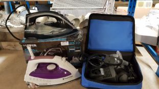 (R5G) 3 Items. 1x Dremel 240V (No Battery. Has Charger). 1x Tower Ceraglide TurboPro 2600W Steam Ge