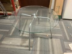 High quality Tempered glass coffee table with brushed stainless steel legs