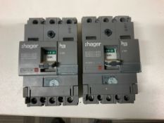 2 x Hager 63amp Triple Pole 18kA MCCB