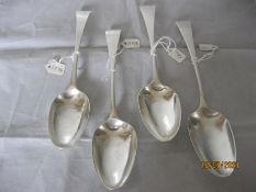 Group Of Four Antique Georgian sterling Silver Serving / Table Spoons