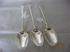 Three Antique Georgian Silver table Spoons