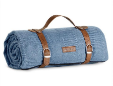 Blue Herringbone Picnic Blanket - Customer Returns