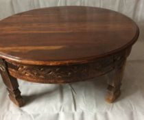Antique Indian Carved Round Grinding Table
