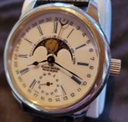Claude Meylan / Vallee De Joux Moonphase - Gentlemen's Steel Wrist Watch