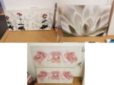 3x Prints. Poppy Print On Canvass 1000 X 500mm. Macro Photo Of Flower On Canvass 1000 X 700mm. 2