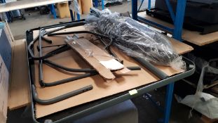 (R10K) 1x Toughened Glass Garden Table(140cm x 89cm) With Legs & 1x Grey Parasol.